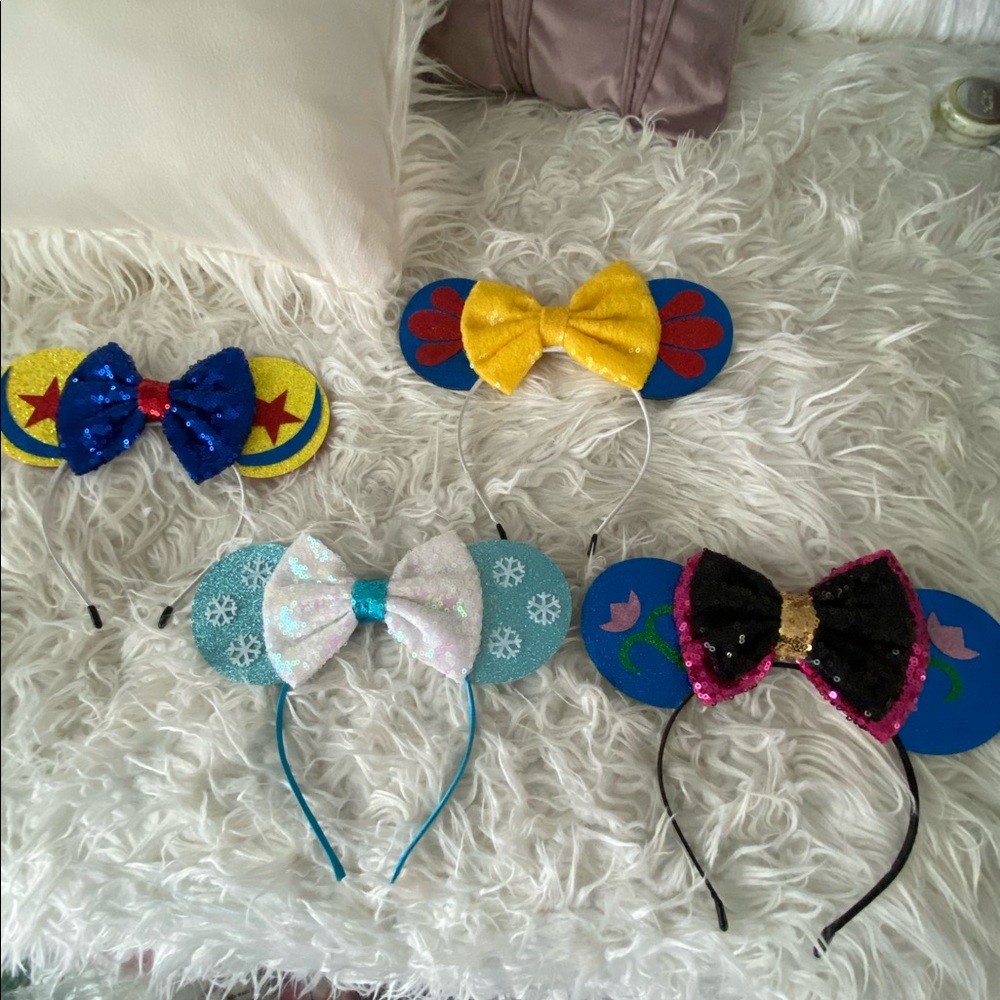 Set of 4 Sequin and Glitter Mickey Ear Headbands
